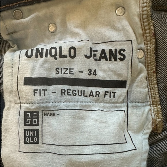 Uniqlo Regular Fit Denim Jean Pants, Dark Blue, Size 34 - Picture 10 of 13